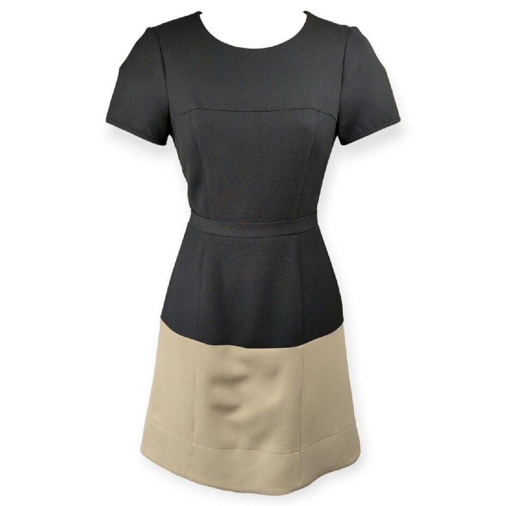 BCBG Maxazria Hannah Dress Color block Black Tan Sheath Hanna Sand Career Work 2